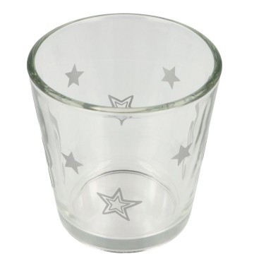 Waxinelichthouder rond vioolsleutel sterren zilver 3