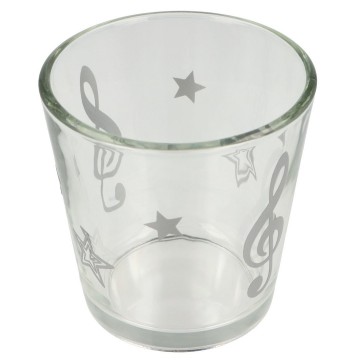 Waxinelichthouder rond vioolsleutel sterren zilver 4