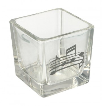 Waxinelichthouder vierkant notenbalk zilver 2