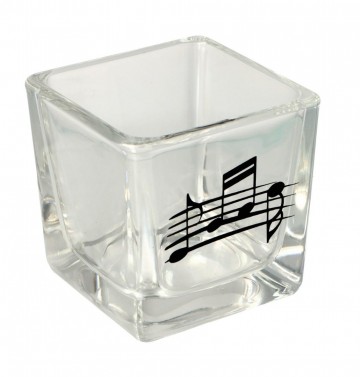 Waxinelichthouder vierkant notenbalk zwart 2