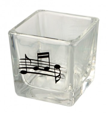 Waxinelichthouder vierkant notenbalk zwart 3