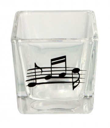 Waxinelichthouder vierkant notenbalk zwart