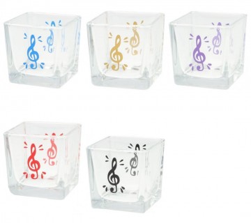 Waxinelichthouder vierkant vioolsleutel alle kleuren