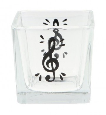 Waxinelichthouder vierkant vioolsleutel zwart 2