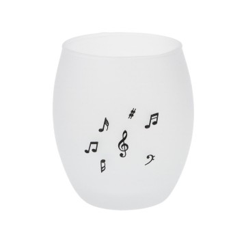 Wazinelichthouder muziektekens glas