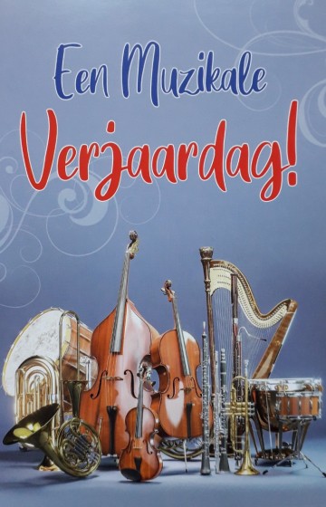 Wenskaart een muzikale verjaardag orkestinstrumenten