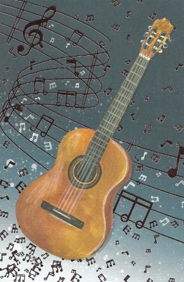 Wenskaart gitaar notenbalken