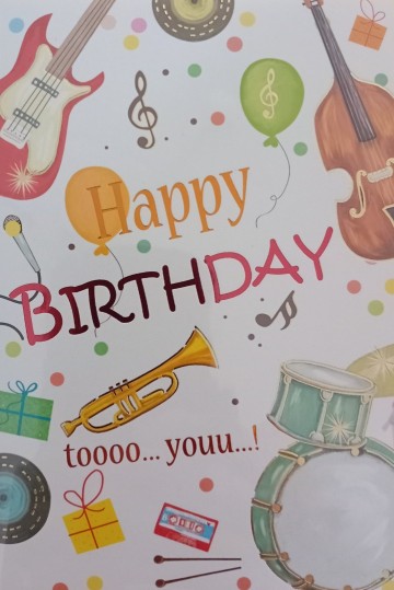 Wenskaart happy birthday tooo youu muziekinstrumenten